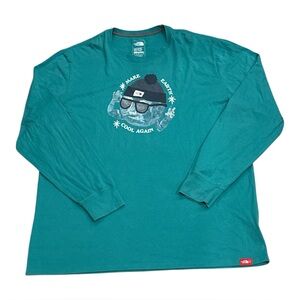 The North Face Make Earth Cool Again Blue Long Sleeve Graphic T Shirt Mens 2XL